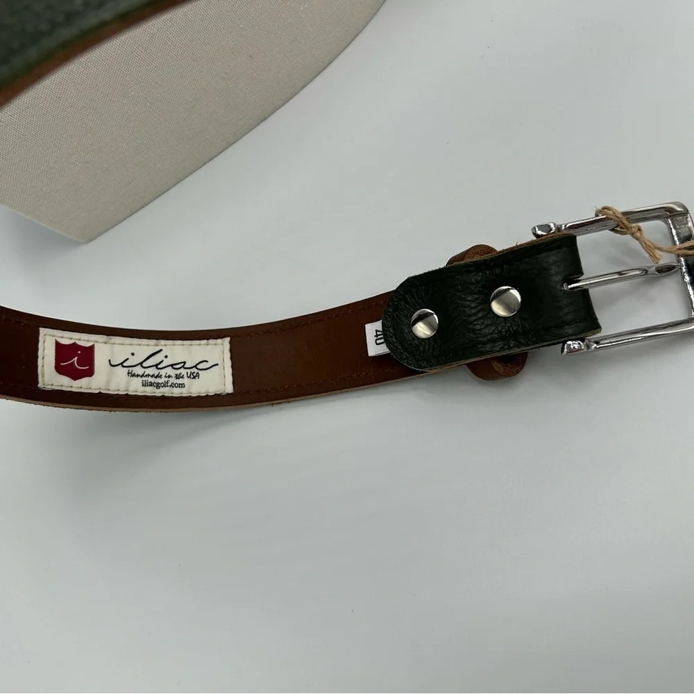 New Iliac Golf Strato 3.0 Belt Olive + Brown Size 40 Leather Made In USA